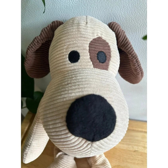 Brown Ribbed Dog Plush Stuffed Animal With Heat Pouch - Picture 2 of 8